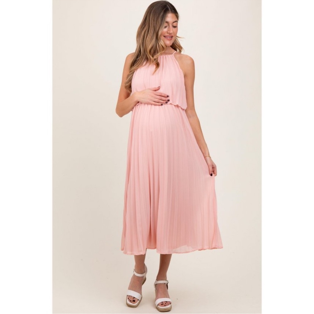 Pinkblush Blush Pink Pleated Midi Dress